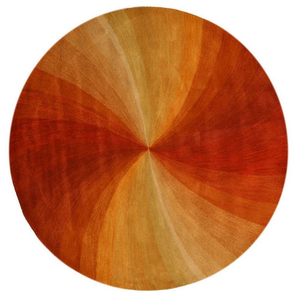 Desertland Multicolored 10 ft. Round Hand-Tufted Wool Contemporary Abstract Area Rug