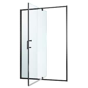 50 - 54 in. W x 71 in. H Pivot Swing Semi-Frameless Shower Door in Matte Black with Clear SGCC Tempered Glass