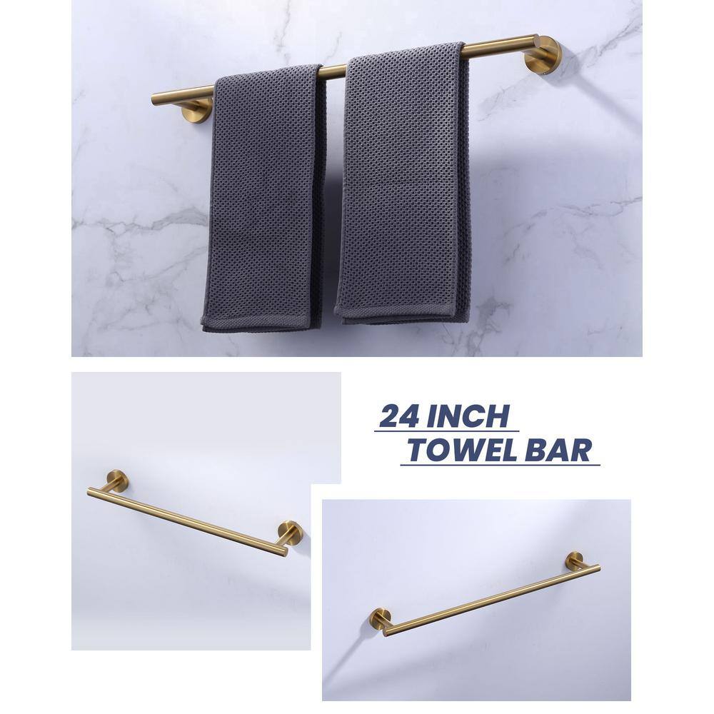 Brushed Gold Stainless Steel 6-Piece Bathroom Hardware Set