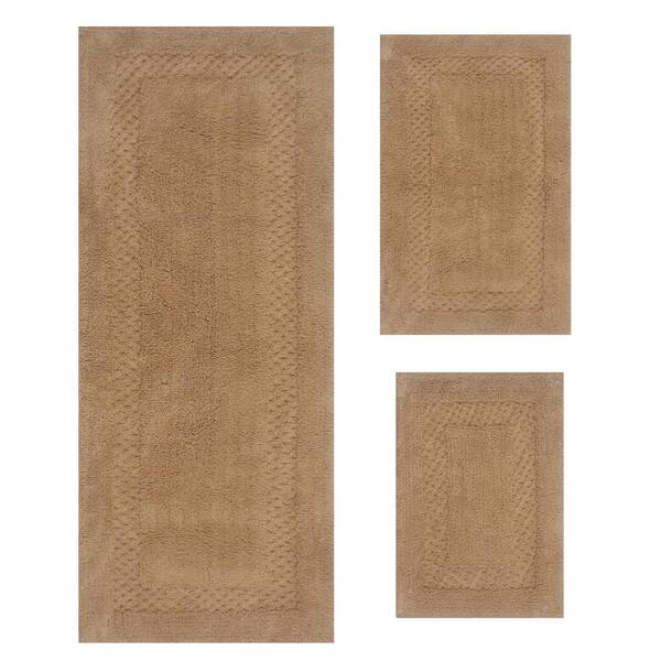 HOME WEAVERS INC Classy Bathmat Beige Cotton 3-Piece Bath Rug Set  BCL3PC172021LI - The Home Depot