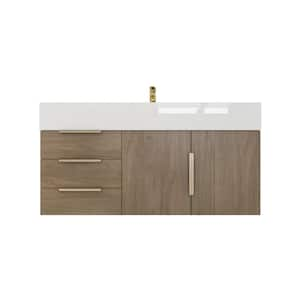 Bethany 42 in. W x 20 in. D x 22 in. H Single Sink Floating Bath Vanity in Light Oak with White Acrylic Top