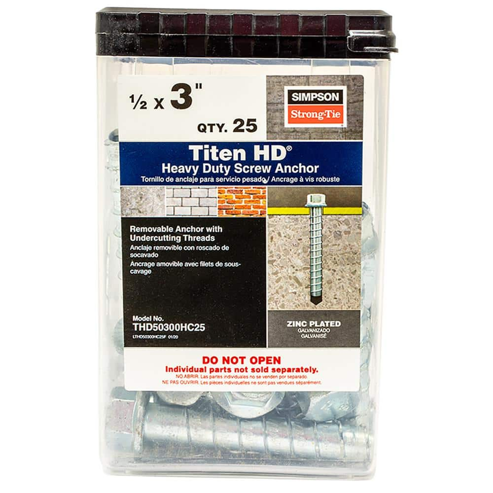 Simpson Strong-Tie Titen HD 1/2 In. X 3 In. Zinc-Plated Heavy-Duty ...