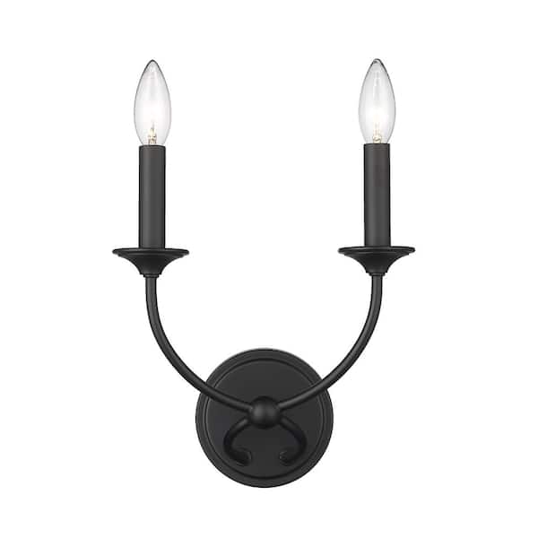 Unbranded Arabella 2-Light Matte Black Wall Sconce