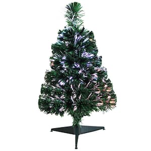 2 ft. Pre-Lit Tabletop Artificial Christmas Tree Fiber Optic Mini Xmas Tree