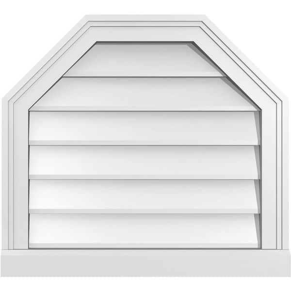 Ekena Millwork 22" x 20" Octagonal Top Surface Mount PVC Gable Vent: Non-Functional with Brickmould Sill Frame