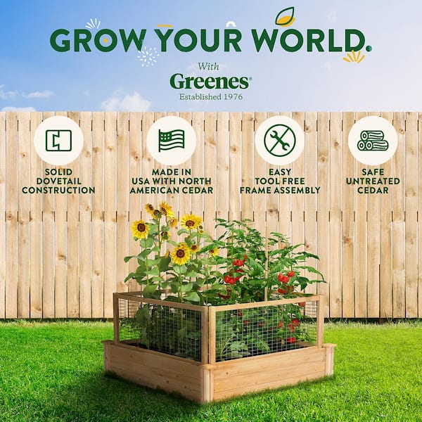4 ft. x 4 ft. x 10.5 in. Original Cedar Raised Garden Bed with CritterGuard Fence System
