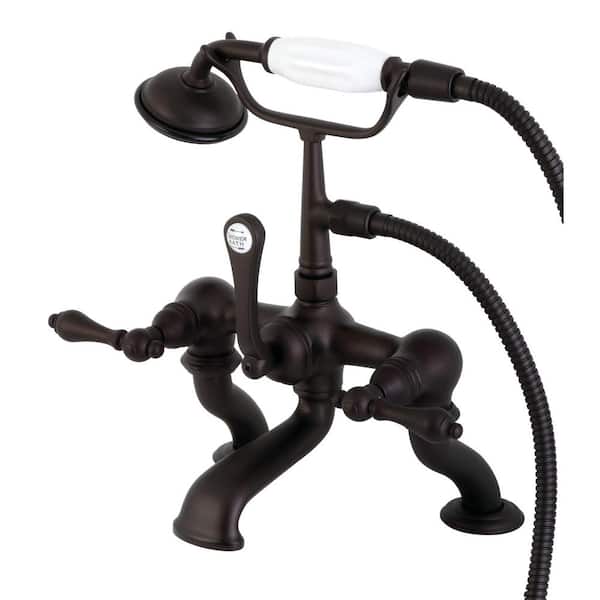 Kingston Brass Vintage 3-Handle Deck-Mount Claw Foot Tub Faucet with Hand Shower in Oil Rubbed Bronze