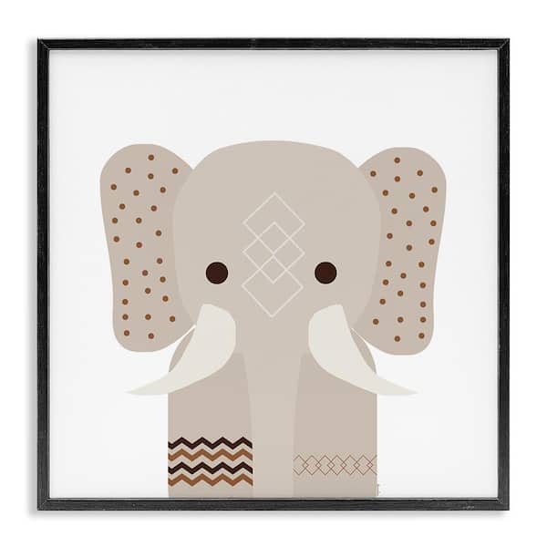 Stupell Industries Neutral Tone Elephant by Daniela Santiago Black Framed Animal Giclee Art Print 12 in. x 12 in.