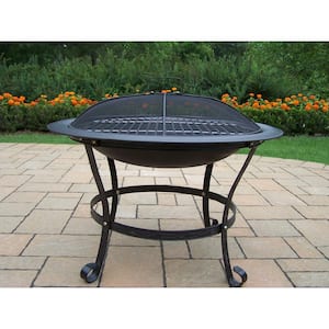 30 in. Round Fire Pit with Grill and Spark Guard Screen Lid