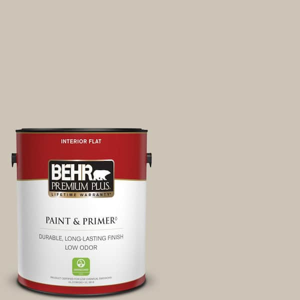 BEHR PREMIUM PLUS 1 gal. Designer Collection #DC-009 Vintage Pewter Flat Low Odor Interior Paint & Primer