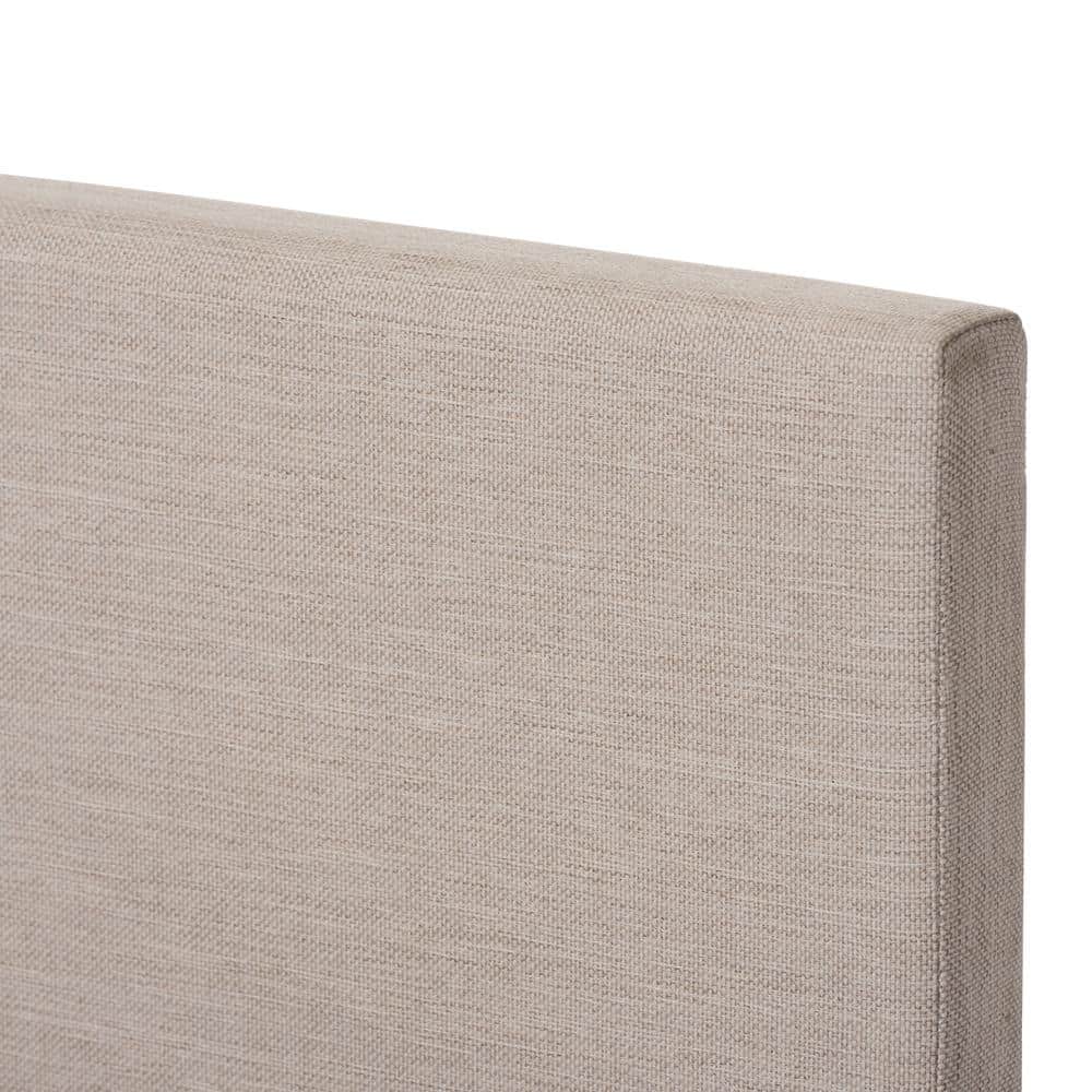 Elizabeth Beige Panel-Stitched Full Platform Bed with Upholstered Headboard