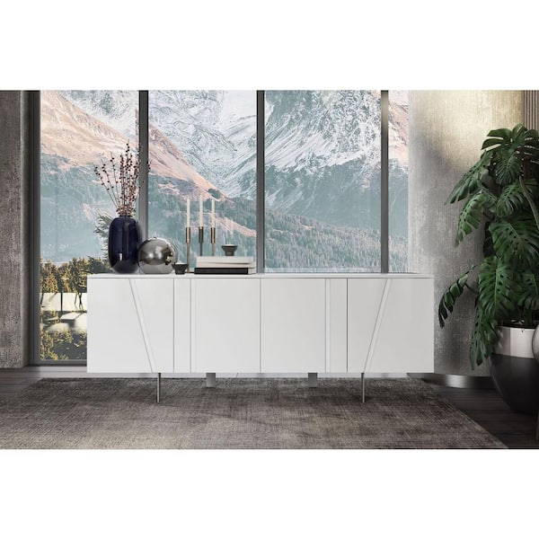 Mario White Veneer Wood 74 in. Buffet