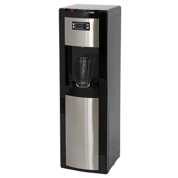 3-5 Gal. Hot/Room/Cold Temperature Bottom Load Water Cooler Dispenser w/ Kettle Feature/Faucet in Stainless Steel/Black