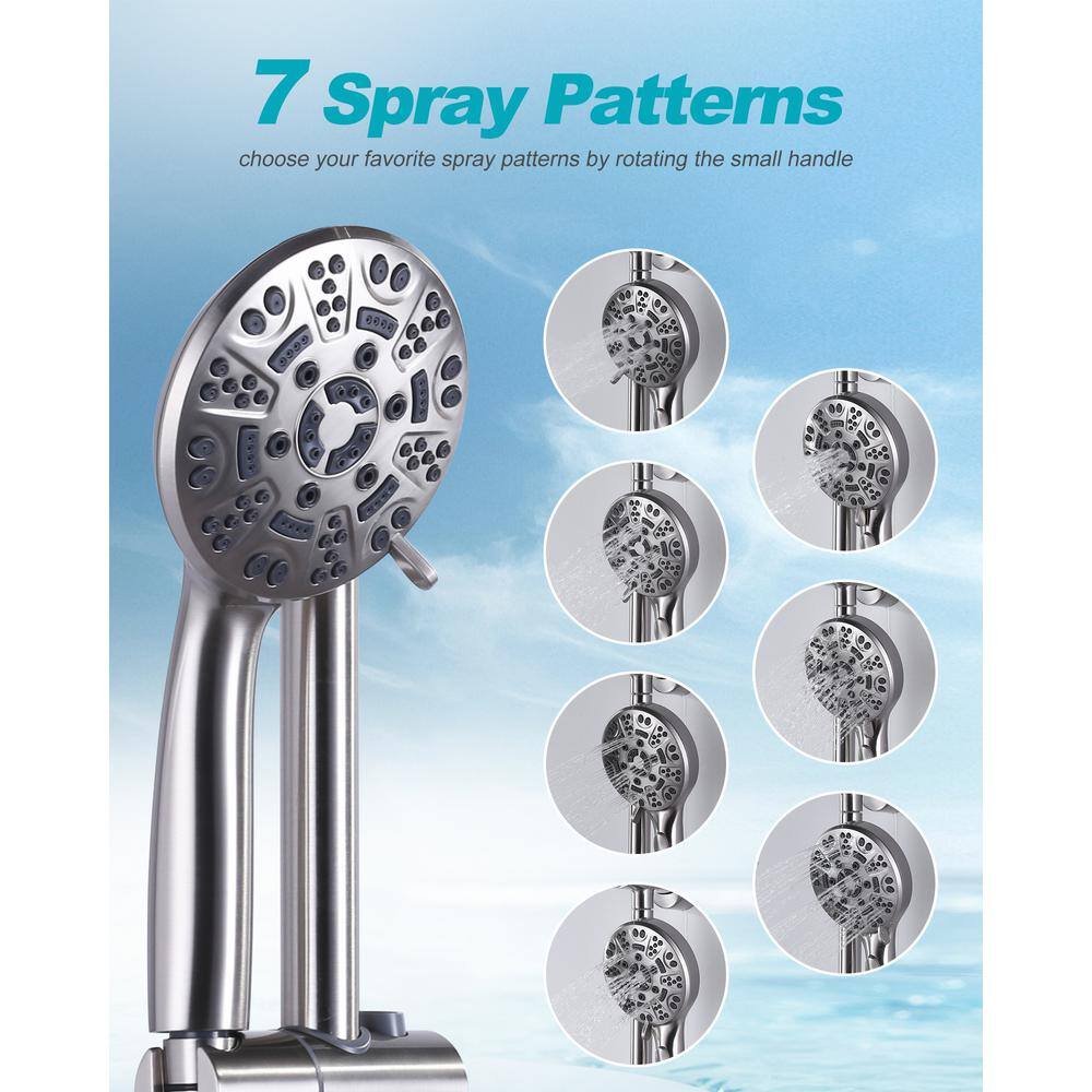 Brushed Nickel Large Wall Mounted Handheld Shower System