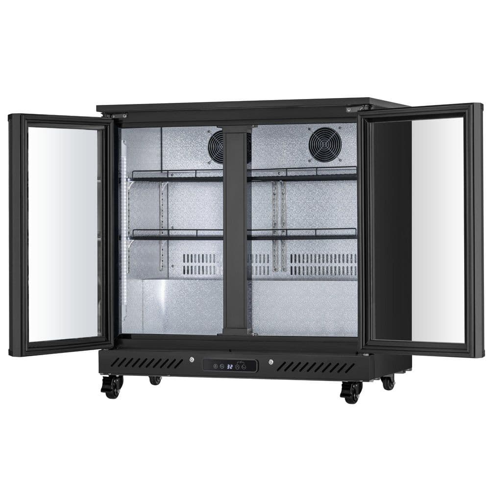 36 in. 6.5 cu. ft. 2-Door Commercial Tempered Glass Door Back Bar Cooler Refrigerator with LED Lighting in Black price history on PriceWatchPro