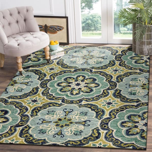 Daliah Floral Green 7 ft. 9 in. x 9 ft. 9 in. Geometric Indoor Area Rug