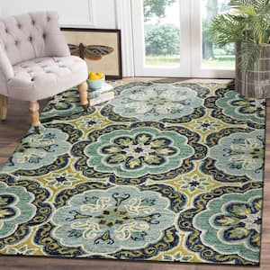 Daliah Floral Green 7 ft. 9 in. x 9 ft. 9 in. Geometric Indoor Area Rug