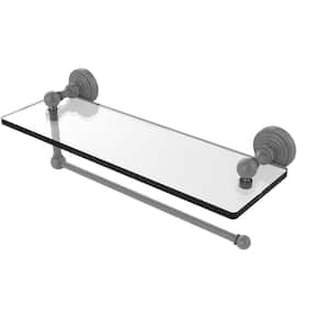 Waverly Place Collection 16 in. Paper Towel Holder with Glass Shelf in Matte Gray