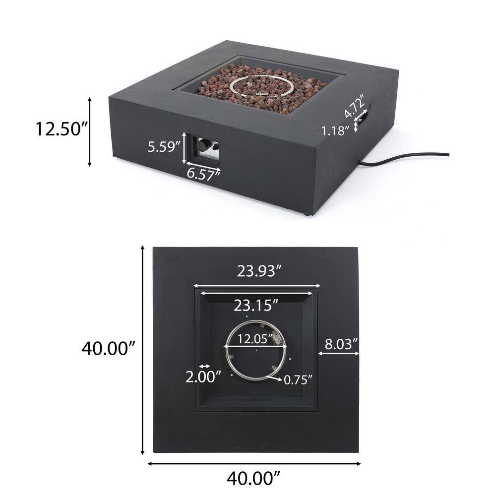 Aidan 40" Dark Gray Magnesium Oxide Gas Fire Pit Table
