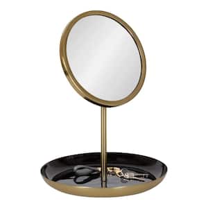 Laranya 10.50 in. W x 15.00 in. H Round Metal Black Gold Framed Framed Modern Tabletop Mirror