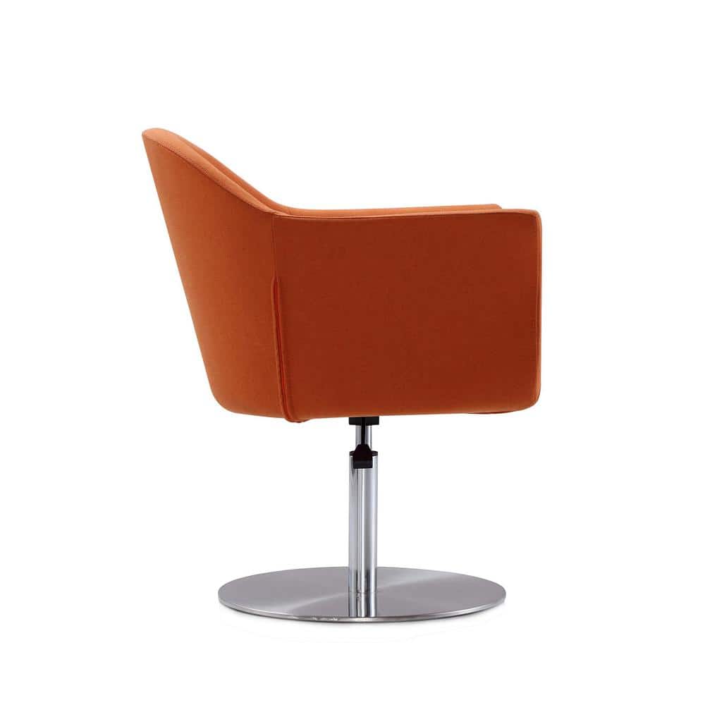 Mid-Century Modern Voyager Swivel Accent Chair in Orange and Metal