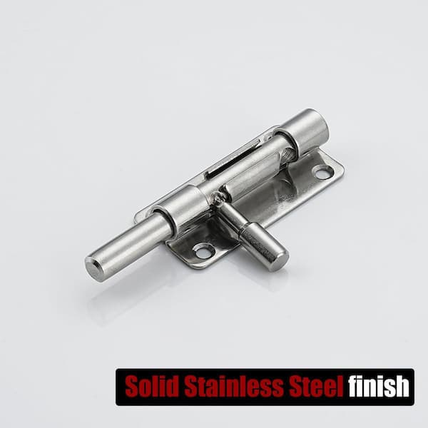 2-Pack Sliding Bolt Gate Latch – 304 Stainless Steel Barrel Bolt With Padlock Hole