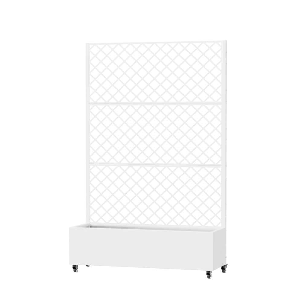 72 in. H x 47 in. W White Outdoor Galvanized Steel Privacy Screen Planter Box Trellis with Detachable Wheels price history on PriceWatchPro