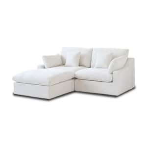 109 in. Armless 3-piece Flannel velvet Deep Seat Modular Sofa in. Beige