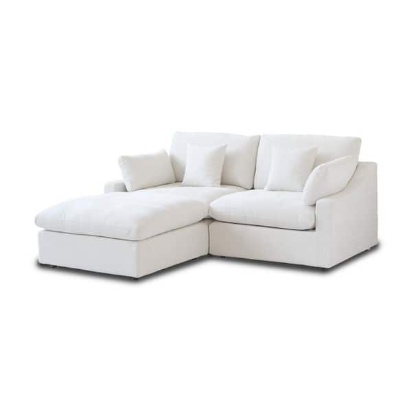 82.6 in. Slope Arm Linen 3-Piece Modular Free Combination Sectional Sofa with Ottoman in Beige