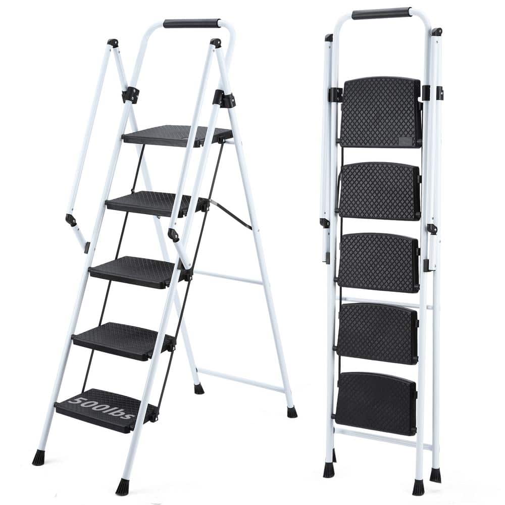 5 ft. Reach 5-Steps Lightweight Folding Ladder, with Anti Slip Wide Pedals, Safety Anti Slip Handle,300 lbs. price history on PriceWatchPro