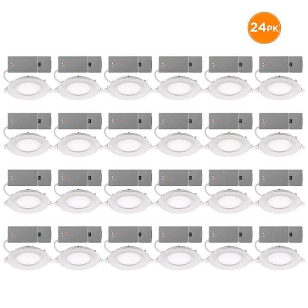 Commercial Electric 4 in. Adjustable CCT Integrated LED Canless Recessed Light Trim 650 Lumens Kitchen Bathroom Remodel Wet Rated (24-Pack)