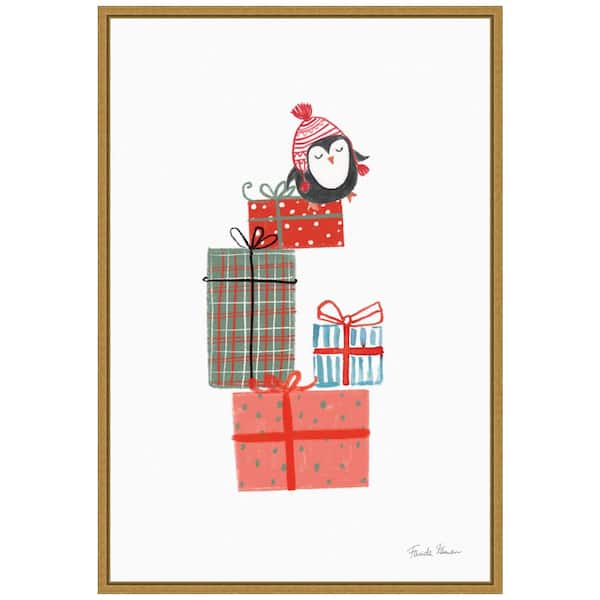 Amanti Art 16 in. W x 23.25 in. H North Pole Pals II Christmas Holiday Framed Canvas Box Wall Art