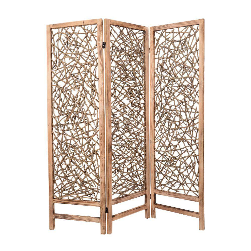 Room divider, VERNAGO, 3 panels, natural