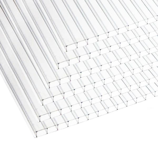 4 ft. x 2 ft. Polycarbonate Twin-Wall Greenhouse Panel Reinforced Shatterproof Clear Sheet 6 pcs Outdoor Use
