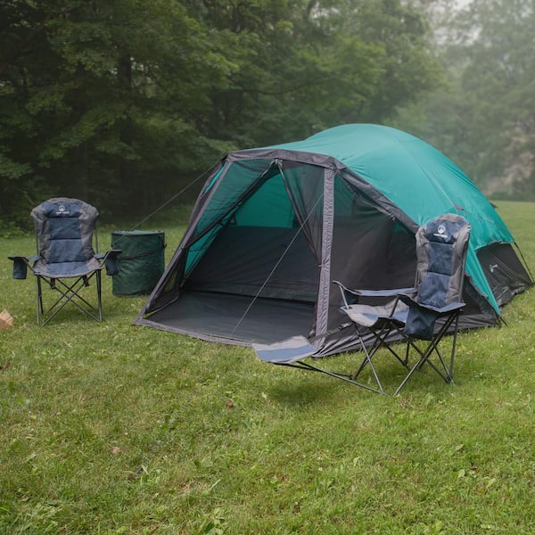 Wakeman 6 Person Camping Tent Water Resistant Cabin Style Outdoor Shelter with Built In Screen Tent and Carrying Bag Teal 75 CMP1120 The Home Depot