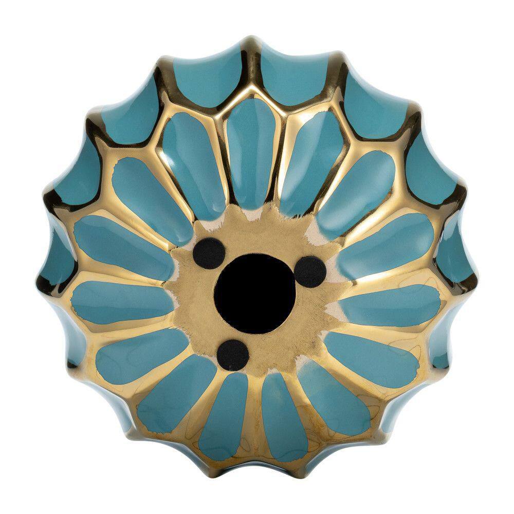 Set of 3 Turquoise and Gold Ceramic Decorative Orbs