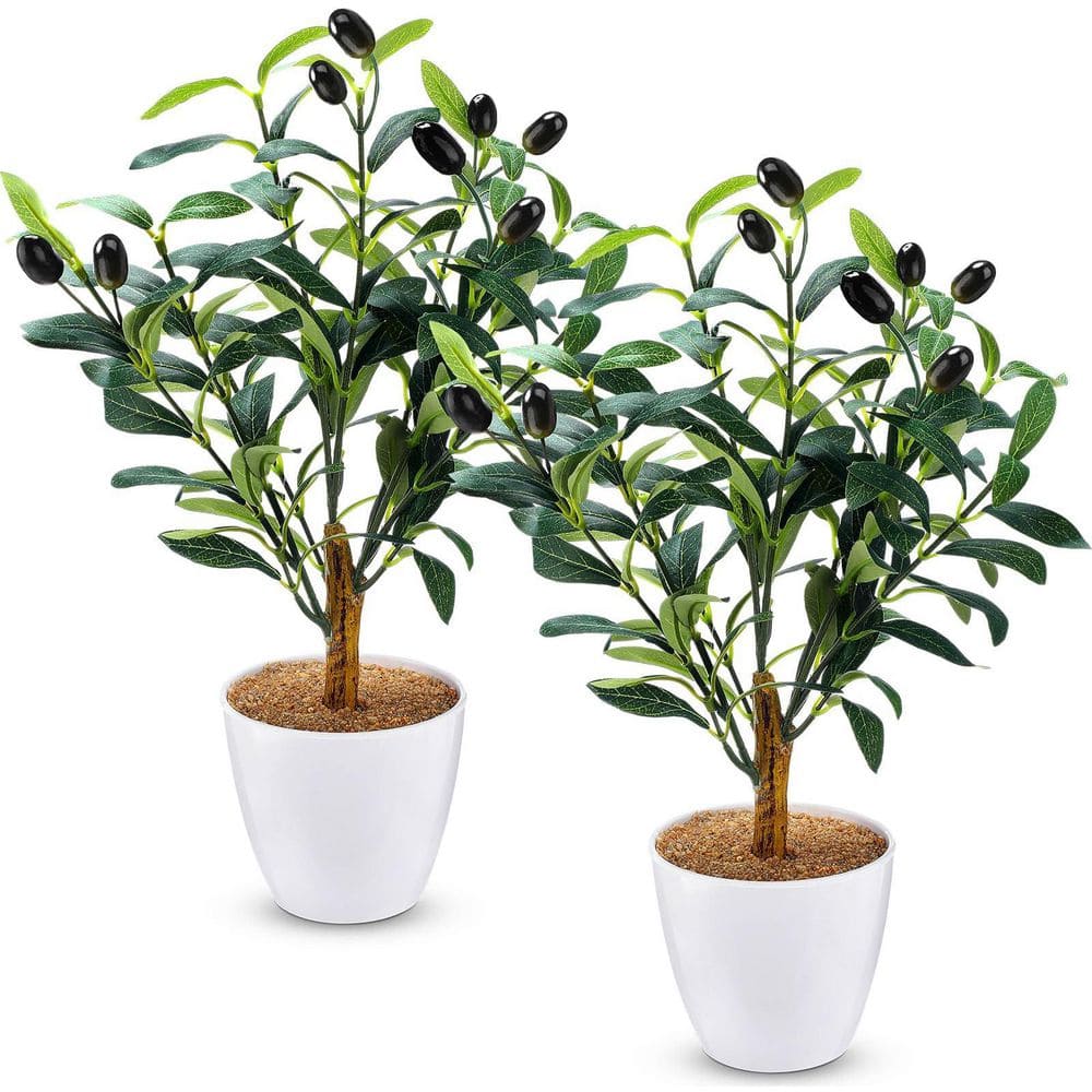 2 Pack 15.8 ft. Artificial Olive Tree Indoor Faux Olive Plant Tree in ...
