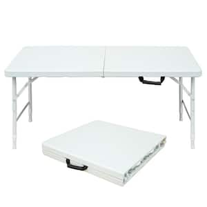 24 in. White Rectangle Iron Portable Folding Picnic Tables