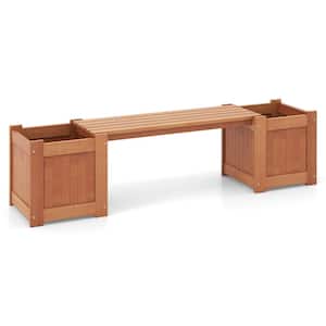 68 in. x 16 in. x 18 in. Wood Outdoor Planter Boxes with Detachable Bench 2 Elevated Mini Planters