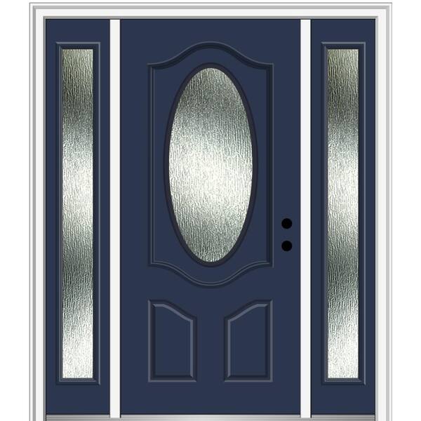 MMI Door 64 in. x 80 in. Left-Hand Inswing Rain Glass Naval Fiberglass Prehung Front Door on 6-9/16 in. Frame