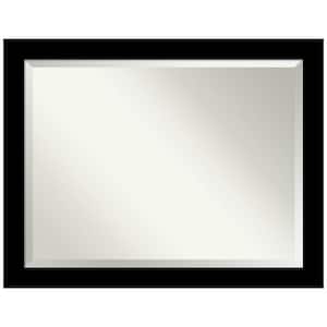 Basic Black 45.5 in. x 35.5 in. Beveled Casual Rectangle Wood Framed Bathroom Wall Mirror in Black
