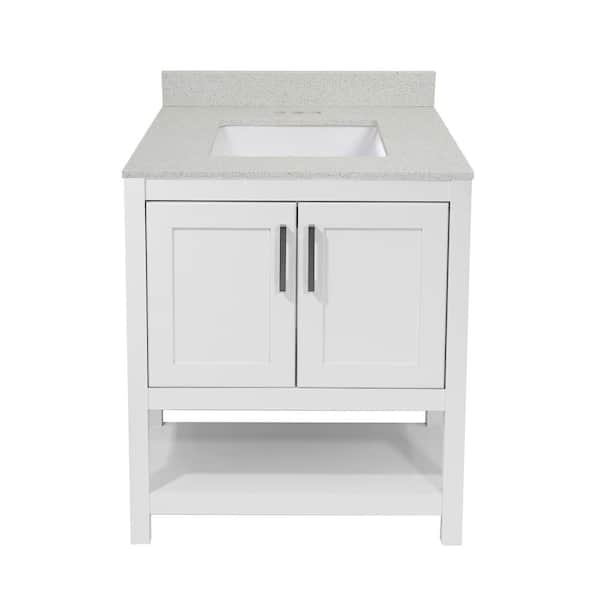 Tufino 31 in. W x 22 in. D Bath Vanity in White with Quartz Stone Vanity Top with Backsplash in Galaxy White