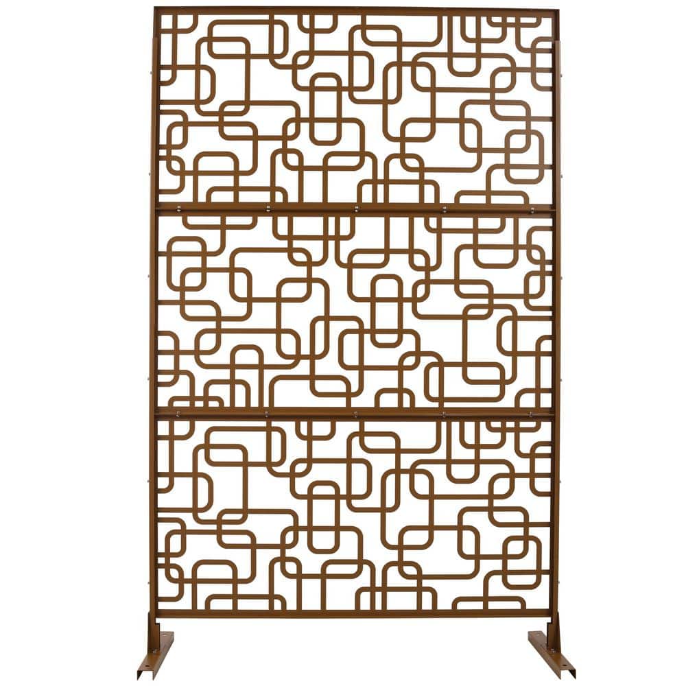 76 in. H x 48 in. W Brown Steel Outdoor Privacy Fence Screen for Deck Balcony Patio price history on PriceWatchPro