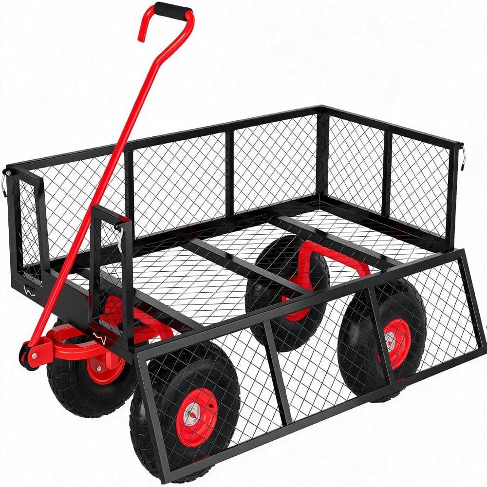 Garden Cart Utility Wagon Heavy Duty Steel, 900 LBS Capacity Pull-Behind Yard Wagon with Removable Sides & Swivel Handle price history on PriceWatchPro