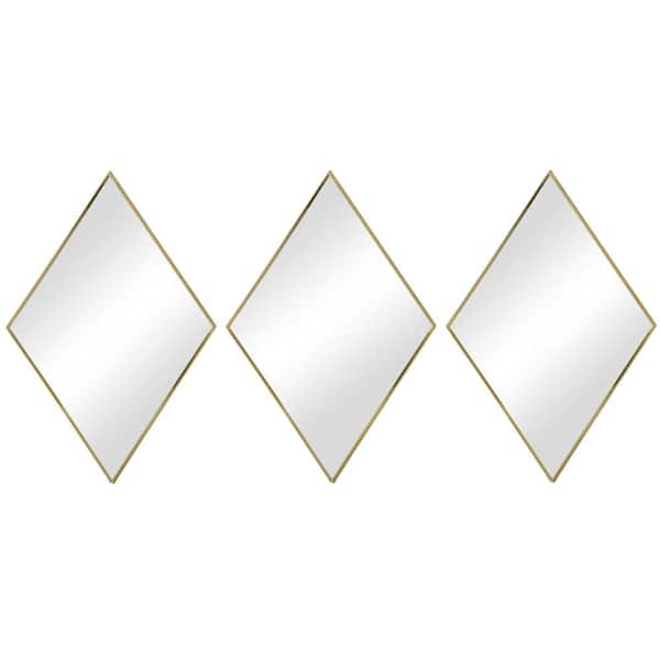 SCOTT LIVING 11.8 in. W x 11.8 in H Metal Diamond Framed Gold Mirror