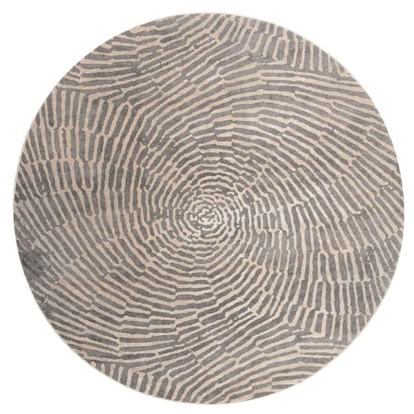 Meadow 8 ft. x 8 ft. Taupe Abstract Round Rug