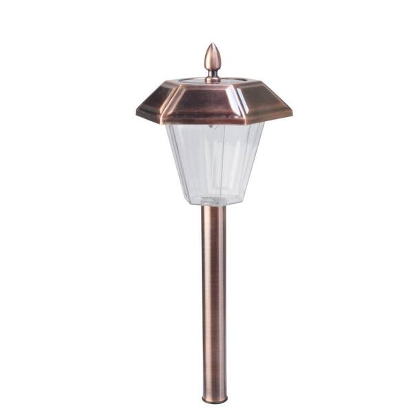 Moonrays Stafford Brushed Copper Solar Powered LED Outdoor Path Light (4-Pack)