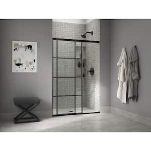 Elate 47.625 in. W x 70.5 in. H Sliding Frameless Shower Door in Matte Black with Crystal Clear Glass