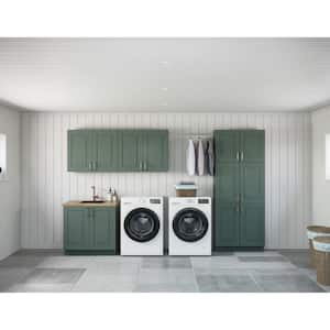 Greenwich Aspen Green Plywood Shaker Stock Ready to Assemble Kitchen-Laundry Cabinet Kit 24 in. x 88 in. x 142 in.