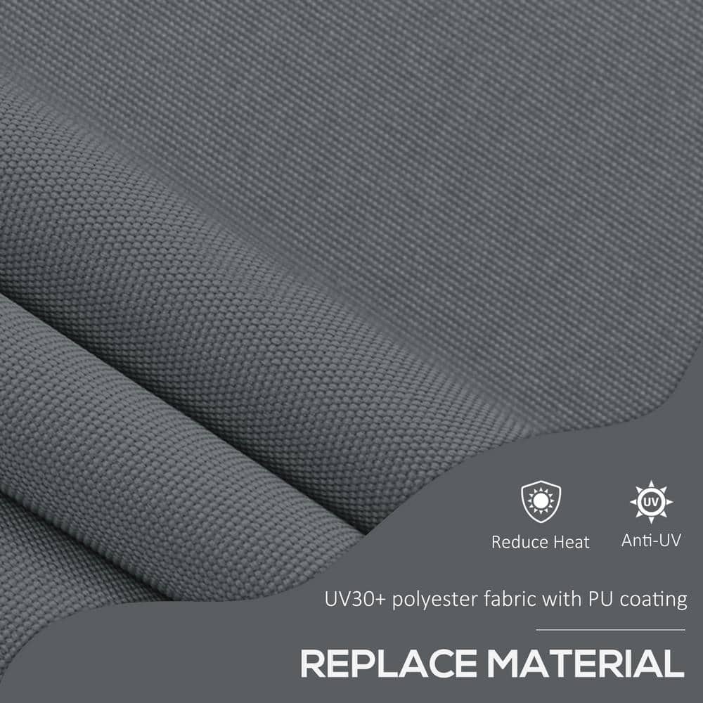Dark Gray Polyester Retractable Patio Awning with Ruffled Edge